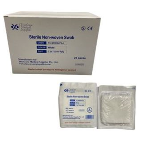 Disposable Sterile Non-Woven Swab, 40gsm, 7.5cmx7.5cm, 4ply, 4pcs/pack X 6